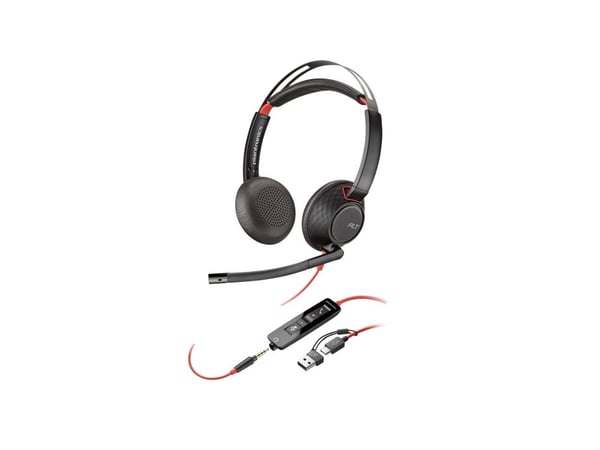 HP Poly Blackwire 5210 - Blackwire 5200 series - hodesett - on-ear - kablet - 3,5 mm jakk, USB-C - svart - Certified for Microsoft Teams, Certified...