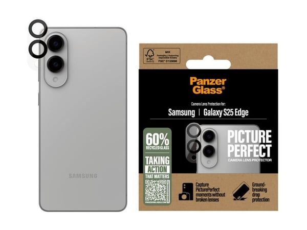 PanzerGlass ® PicturePerfect kameralinsebeskytter Samsung S25 Edge, Samsung, Samsung - Galaxy S25 Edge 5G, Tørr påføring, Ripebestandig, Støtbestan...