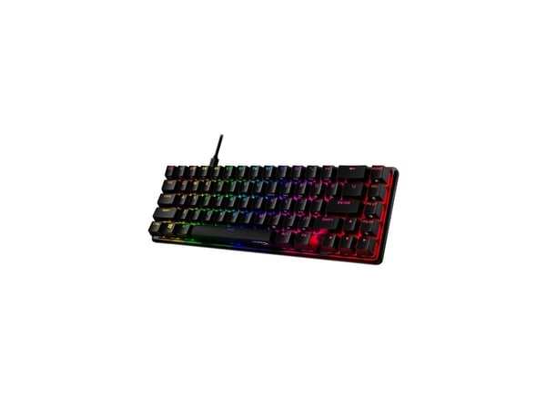 HyperX Alloy Origins 65 - Tangentbord - bakgrundsbelysning - USB-C - QWERTY - amerikansk - tangentbrytare: HyperX Aqua - svart