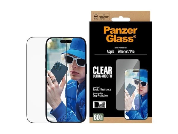 PanzerGlass ® Screen Protector iPhone 17 Pro | Ultra-Wide Fit w. EasyAligner, Apple, Apple - iPhone 17 Pro, Asennus kuivana, Naarmuuntumisenkestävä...