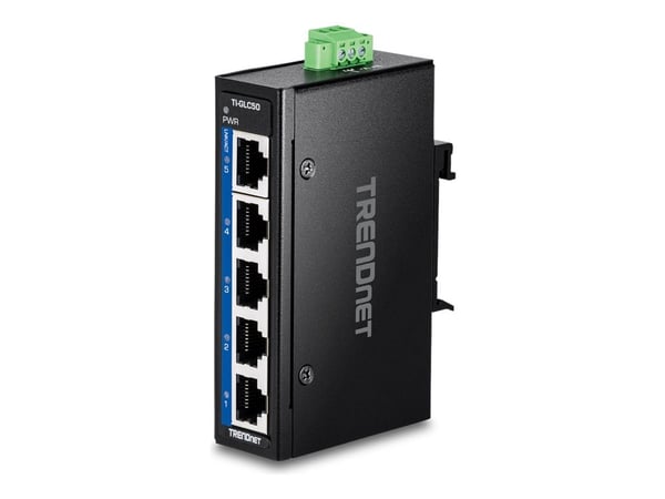 TRENDnet TI-GLC50 - Version V1.xR - switch - industrial, mini - 5 x 10/100/1000 - DIN-skenmonterbar, väggmonterbar - TAA-kompatibel