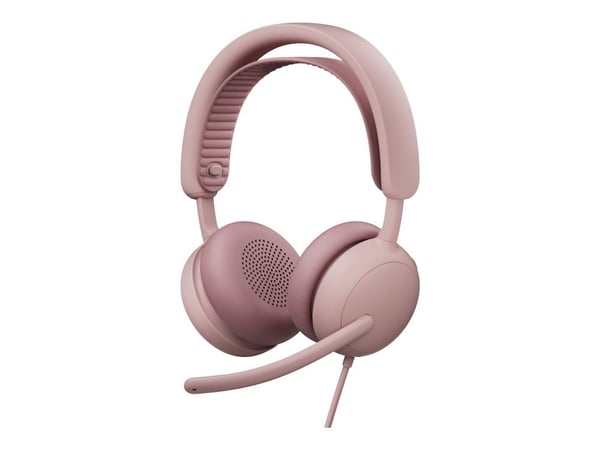 Logitech Zone Wired 2 for Business - Hodesett - on-ear - kablet - aktiv støydemping - rosa - Certified for Microsoft Teams