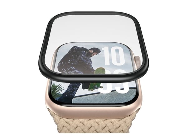 PanzerGlass - Skjermbeskyttelse for smart armbåndsur - metallisk - glass - rammefarge svart - for Apple Watch (46 mm)