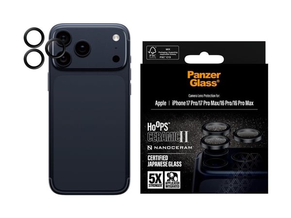 PanzerGlass Hoops Ceramic II - Linsskydd för mobiltelefon - svart - för Apple iPhone 16 Pro, 16 Pro Max, 17 Pro, 17 Pro Max