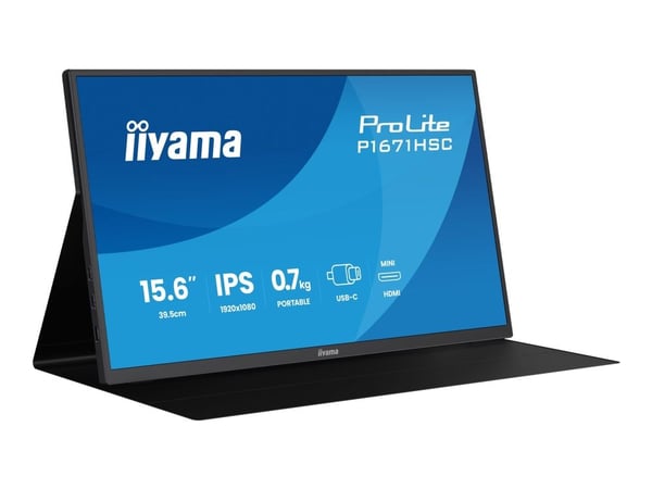 iiyama ProLite P1671HSC-B1 - LED-skjerm - 15.6" - åpen ramme - 1920 x 1080 Full HD (1080p) @ 60 Hz - IPS - 250 cd/m² - 1000:1 - 3 ms - Mini HDMI, U...