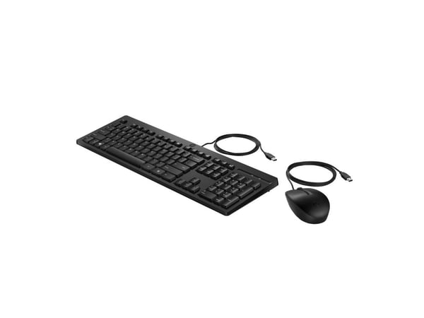 HP 225 - Sats med tangentbord och mus - ambidextrös, 3-zons layout, standard tangresor - full size - QWERTY - hela norden - svart