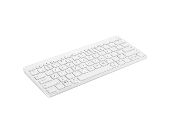 HP 350 Compact Multi-Device - Tastatur - trådløs - Bluetooth 5.2 - QWERTY - Internasjonal engelsk / kanadisk fransk - hvit - resirkulerbar emballasje