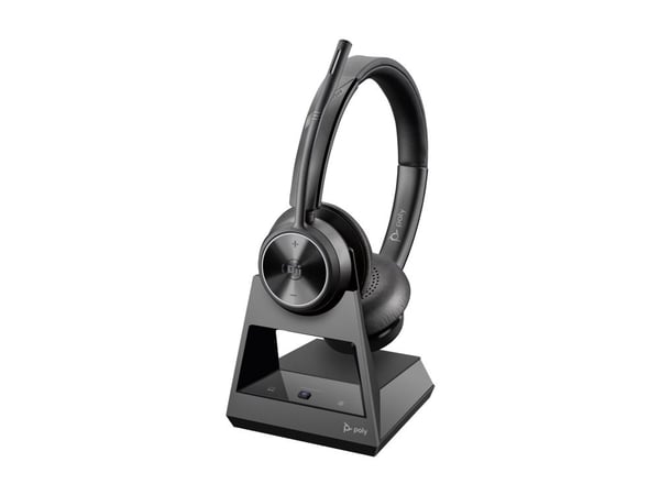 HP Poly Savi 7320 - Savi 7300 series - hodesett - on-ear - DECT - trådløs - USB-A via DECT adapter - svart - Certified for Microsoft Teams, UC-sert...