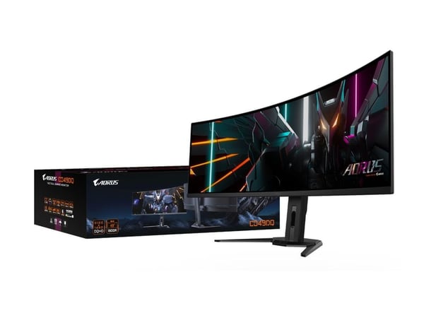GIGABYTE AORUS CO49DQ, 124,5 cm (49"), 5120 x 1440 pikseliä, Dual QHD, OLED, 0,03 ms, Musta
