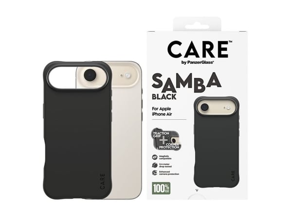 CARE by PanzerGlass Samba - Bagsidecover til mobiltelefon - MagSafe-kompatibilitet - termoplastisk polyuretan (TPU) - sort - for Apple iPhone Air