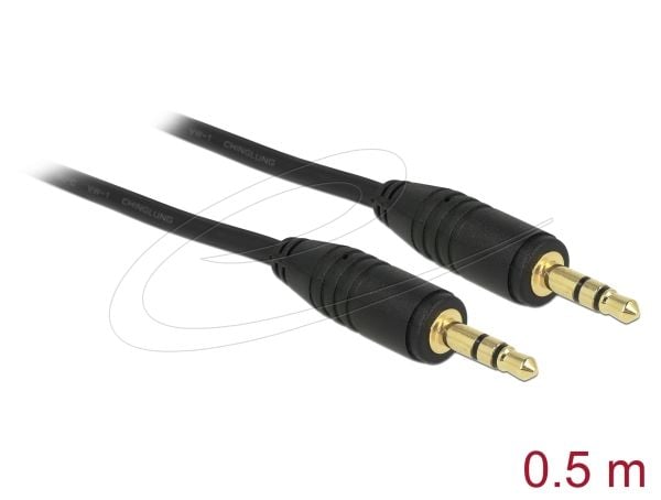 Delock - Lydkabel - mini-phone stereo 3.5 mm hann til mini-phone stereo 3.5 mm hann - 50 cm - svart