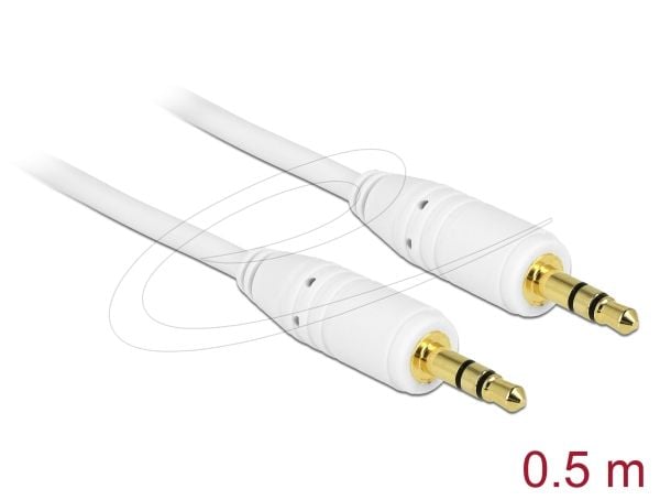 Delock - Lydkabel - mini-phone stereo 3.5 mm hann til mini-phone stereo 3.5 mm hann - 50 cm - hvit