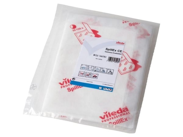 Spildmoppe, Vileda Cleanroom Spillex, CE, 54x37cm, hvid, nonwoven/PE, Gamma irradiated, KAT5, steril