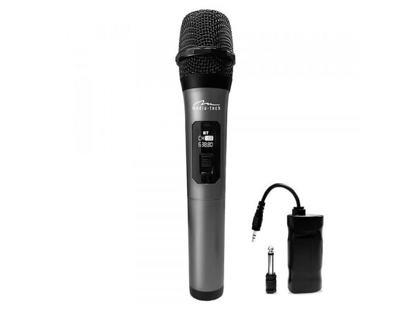 Media-Tech MIC HERO WIRELESS - langaton lavamikrofoni, jossa on näyttö ja USB-C-vastaanotin. Kaikille kaiuttimille (myös KARAOKE), joissa on 3,5 mm...