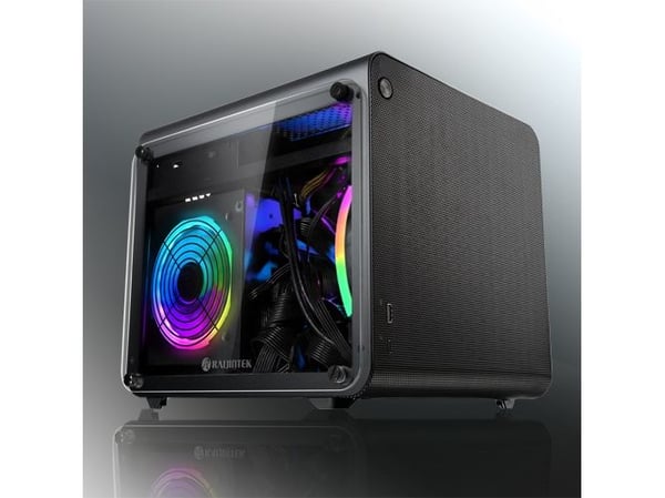 RAIJINTEK METIS EVO TGS, Mini Tower, PC, Sort, Mini-ITX, Aluminium, SPCC, Herdet glass, 13,5 cm