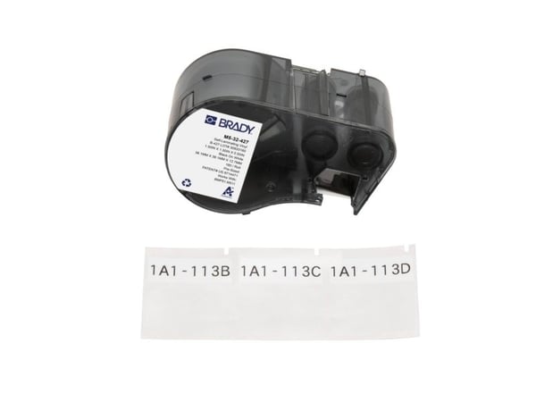 Brady B-427 - Vinyl - matt - permanent akryl-adhesiv - 101,6 mikroner - svart på hvitt, blank - 38.1 x 38.1 mm 180 etikett(er) (1 rull(er) x 180) s...