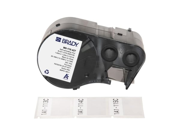 Brady B-427 - Vinyl - matt - permanent akryl-adhesiv - svart på hvitt, blank - 31.8 x 38.1 mm 200 etikett(er) (1 rull(er) x 200 selvlaminerende eti...