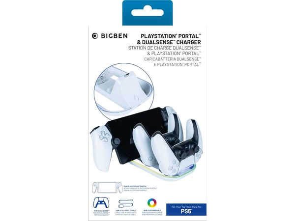Bigben Interactive PS5TRIPLECHARGER, PlayStation 5, Ladestativ, Hvit, USB Type-A til USB Type-C, 1 stykker, 210 mm