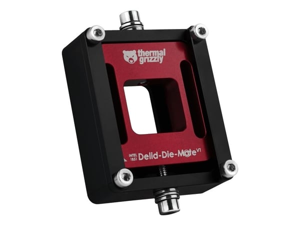 Thermal Grizzly Delid-Die-Mate V1, Verktøy for fjerning av varmespreder, Aluminium, Sort, Rød, LGA 1851, Intel Core Ultra (Series 2), 56 mm