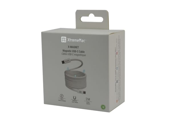 MCL XtremeMac-Magnetic USB Type C Cable 2M, 2 m, Lightning, USB C, Uros, Uros, Valkoinen