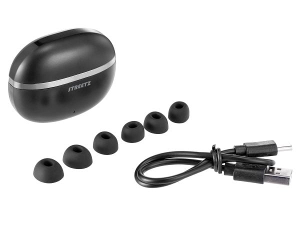 Streetz T235 TWS earphones black, True Wireless Stereo (TWS), Samtaler/musikk, 20 - 20000 Hz, 40 g, Hodesett, Svart
