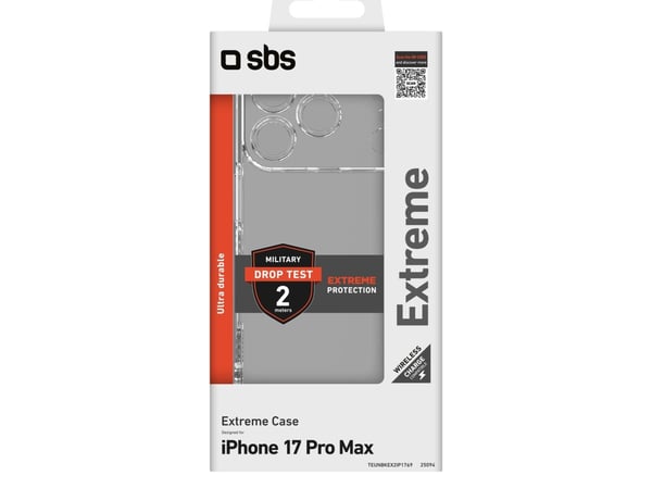 SBS Extreme X2, Etui, Apple, iPhone 17 Pro Max, 17,5 cm (6.9"), Gjennomsiktig