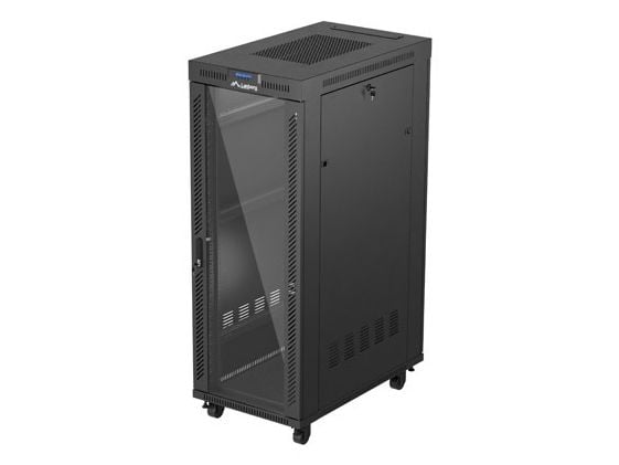 Lanberg FF01 series - Rack skap - 600 x 1000, flat pack, with glass door, LCD - med LCD-skjerm, termostat, 6 kjølevifter - fritt stående, står på g...