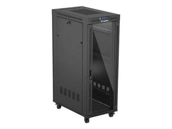 Lanberg FF01 series - Rack skap - 600 x 1000, flat pack, with glass door, LCD - med LCD-skjerm, termostat, 6 kjølevifter - fritt stående, står på g...