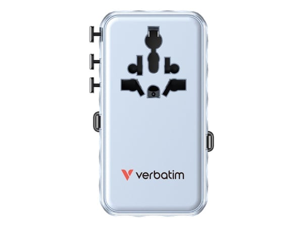 Verbatim EU/UK/USA matkasovitin GaN 1xUSB-C/1xUSB-A/2xUSB-C PD 70W sininen 30187