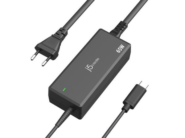 j5create - Strömadapter - 65 Watt - 3.25 A - PD (24 pin USB-C) - svart