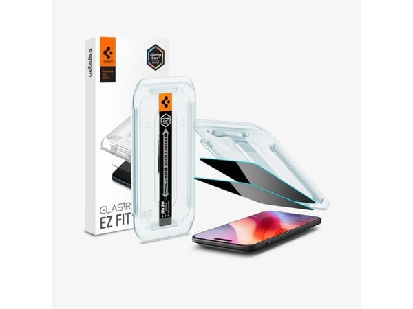Spigen Glas.tR EZ Fit Privacy, Apple, iPhone Air, Støvresistent, Ripebestandig, Svart, 2 stykker