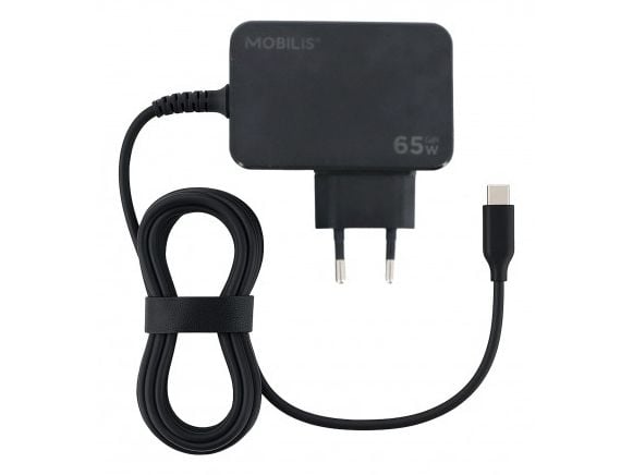 Mobilis - Strømadapter - 65 watt - 3.25 A - PD/PPS, PD, Fast Charge (USB-C) - svart - Europa