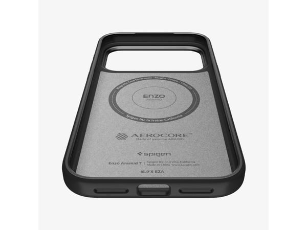 Spigen Enzo Aramid T (MagFit), Skydd, Apple, iPhone 17 Pro Max, 17,5 cm (6.9"), Sort