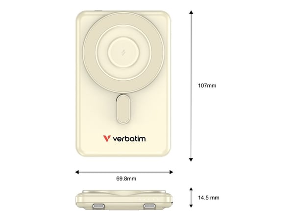 Verbatim Charge 'n' Go - Trådløs nødlader - magnetisk, to kabler - 5000 mAh - 38.5 Wh - 20 watt - 2.4 A - PD 3.0, Fast Charge, Apple 2.4A, QC 3.0 -...