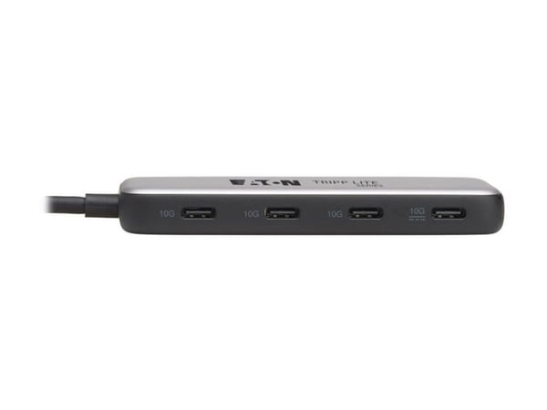 Eaton Tripp Lite series 4-Port USB-C Hub, USB 3.2 Gen 2 (10 Gbps), 4x USB-C Ports, 100W PD Charging, Thunderbolt 3 Compatible, Gray - Hub - 4 x USB...