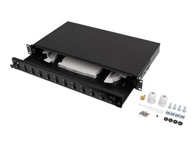 Lanberg - Koblingspanel - 12 x SC duplex / 12 x LC quad - rackmonterbar - SC/LC x 12 - RAL 9004, svart - 1U - 19"