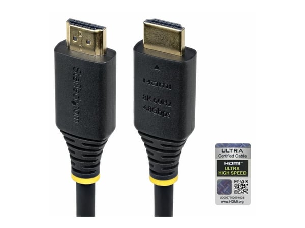 StarTech.com HDMI21-CBL-8K60-2M, 2 m, HDMI-tyyppi A (vakio), HDMI-tyyppi A (vakio), 48 Gbit/s, Äänen paluukanava (ARC), musta
