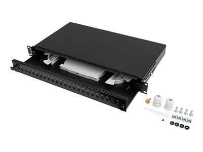 Lanberg - Koblingspanel - rackmonterbar - ST/FC x 24 - RAL 9004, svart - 1U - 19"