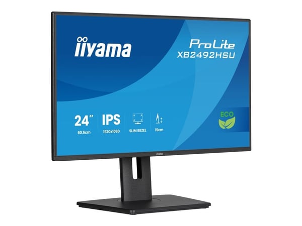iiyama ProLite XB2492HSU-B1 - LED-skjerm - 24" (23.8" synlig) - 1920 x 1080 Full HD (1080p) @ 120 Hz - IPS - 300 cd/m² - 1500:1 - 3 ms - HDMI, Disp...