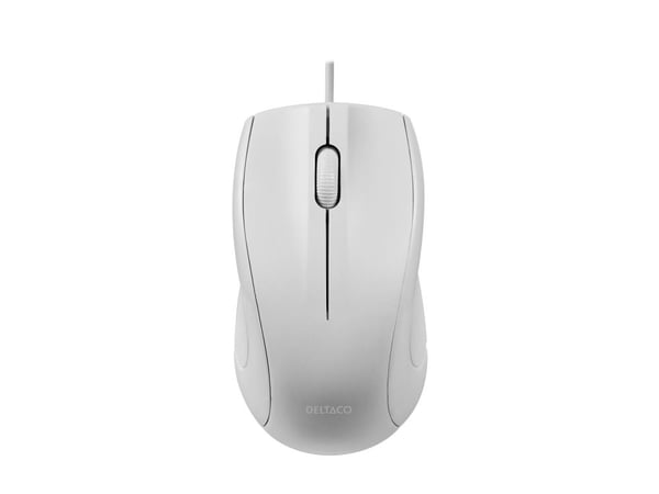 Deltaco MS-711-W, Molempikätinen, Optinen, USB Type-C, 1200 DPI, Valkoinen
