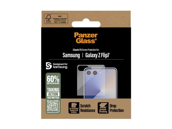 PanzerGlass ® Screen Protector Samsung Galaxy Z Flip7 | Classic Fit, Samsung, Samsung - Galaxy Z Flip7, Asennus kuivana, Naarmuuntumisenkestävä, Is...