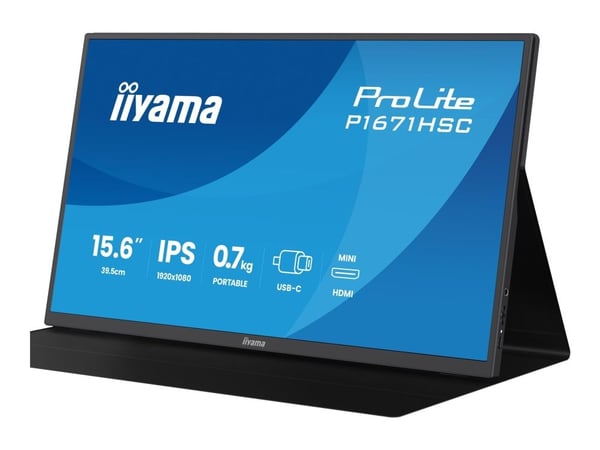 iiyama ProLite P1671HSC-B1 - LED-skjerm - 15.6" - åpen ramme - 1920 x 1080 Full HD (1080p) @ 60 Hz - IPS - 250 cd/m² - 1000:1 - 3 ms - Mini HDMI, U...