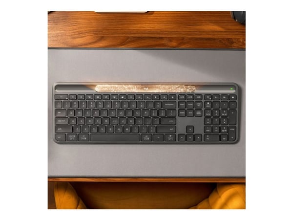 Logitech Signature Slim Solar+ K980 - Tastatur - full size - trådløs - Bluetooth LE - QWERTY - US International - tastsvitsj: saksbrytere - grafitt