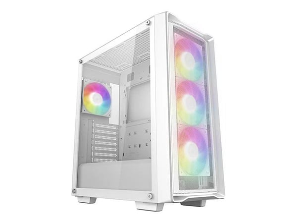 DeepCool CC560 MESH V2 - Mid tower - ATX - sidepanel med vindu (herdet glass) - ingen strømforsyning (ATX / PS/2) - hvit - USB/lyd