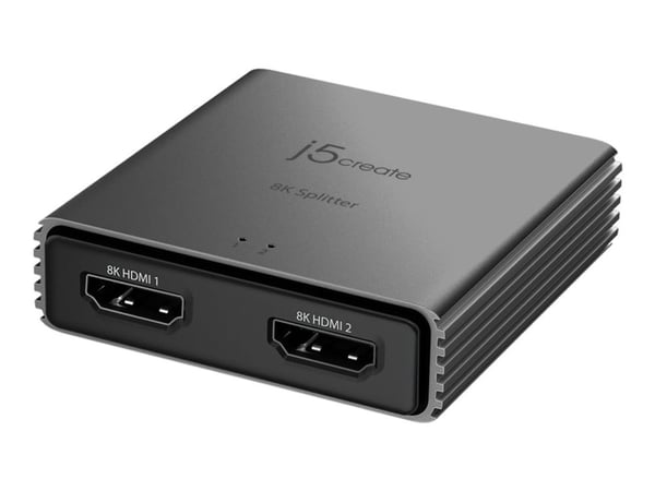 j5create 8K HDMI™ 2.1 2-suuntainen Jakaja, HDMI, 2x HDMI, 7680 x 4320 pikseliä, Harmaa, Alumiini, 8K Ultra HD j5create 8K HDMI™ 2.1 2-suuntainen Jakaja, HDMI, 2x HDMI, 7680 x 4320 pikseliä, Harmaa, Alumiini, 8K Ultra HD