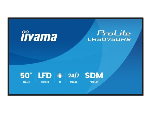 iiyama ProLite LH5075UHS-B2AG - 50" Diagonalklasse (49.5" synlig) LED-bakgrunnsbelyst LCD-skjerm - intelligent skilting - med innebygd mediespiller...