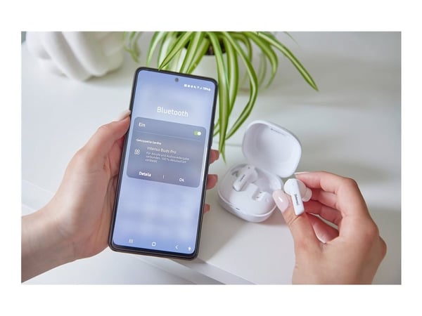 Intenso T500HAE - True wireless-hodetelefoner med mikrofon - i øret - Bluetooth - aktiv støydemping - hvit