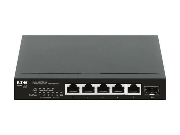 Eaton Tripp Lite series Desktop Gigabit Ethernet Unmanaged Switch PoE+ Pass-Through 5-Port 2.5 Gbps 70W Metal - Switch - ikke-styrt - 5 x 10/100/10...