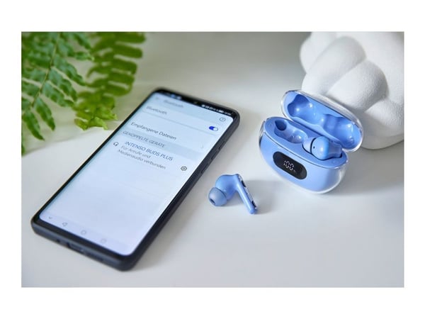 Intenso T310AE - True wireless-hodetelefoner med mikrofon - i øret - Bluetooth - aktiv støydemping - blå