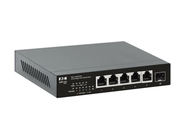 Eaton Tripp Lite series Desktop Gigabit Ethernet Unmanaged Switch PoE+ Pass-Through 5-Port 2.5 Gbps 70W Metal - Switch - ikke-styrt - 5 x 10/100/10...